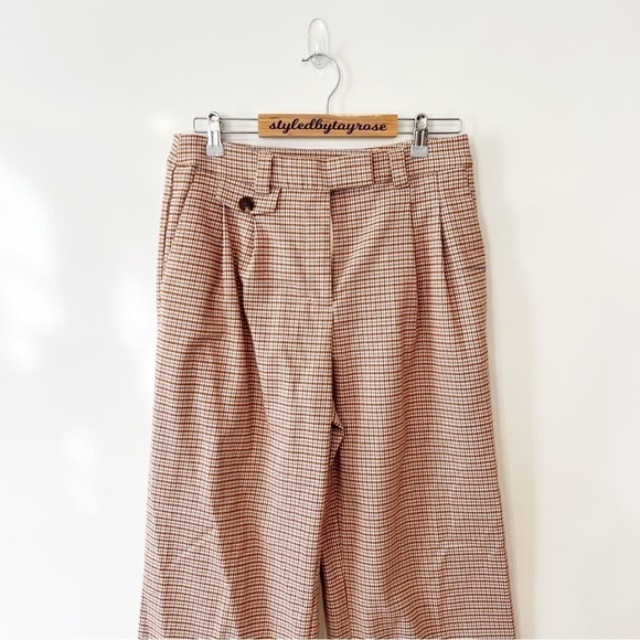 Nordstrom 1. STATE Wide Leg Flare Checker Plaid Pants - Picture 6 of 13
